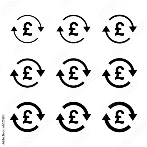 Set of pound money icon, Collection of gbp business sign, market economy vector illustration