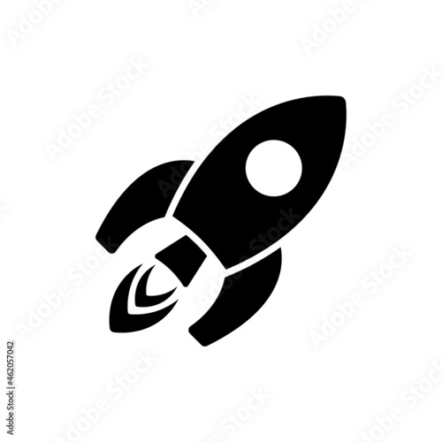 Rocket icon. Black silhouette. Side view. Vector simple flat graphic illustration. The isolated object on a white background. Isolate.