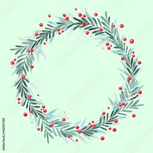 creative watercolor christmas wreath vector design illustration