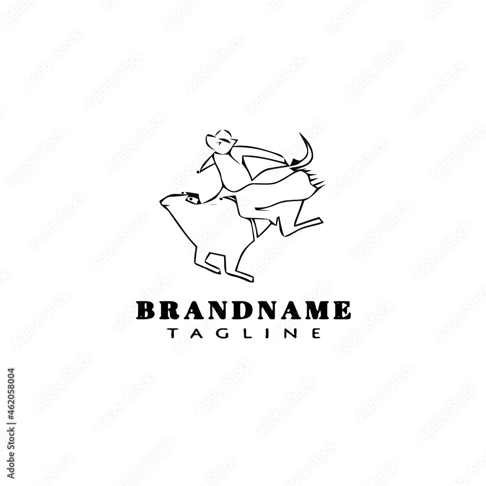 bull rider logo cartoon icon design template isolated vector illustration