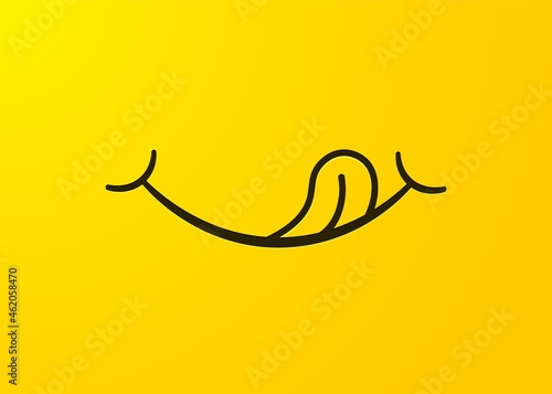 Yammy smile. Tasty emoji with tongue. Vector cartoon hungry emoticon face
