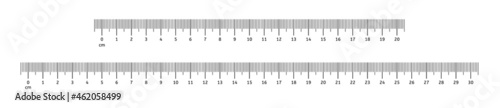 Metric rulers. Centimeter scale. Vector cm metrics indicator. photo