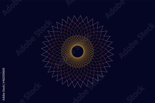 Fototapeta Naklejka Na Ścianę i Meble -  Vector graphic of Guilloche pattern on dark blue background. Vector certificate texture. Texture for certificate, wedding invitations, banknote, money design, currency, note, check, ticket etc.