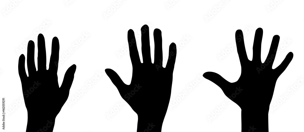 Obraz premium Black hand silhouettes on white background isolated