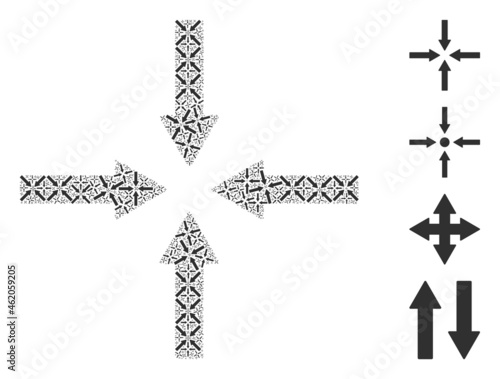Vector shrink arrows fractal is created of random recursive shrink arrows icons. Fractal mosaic of shrink arrows.
