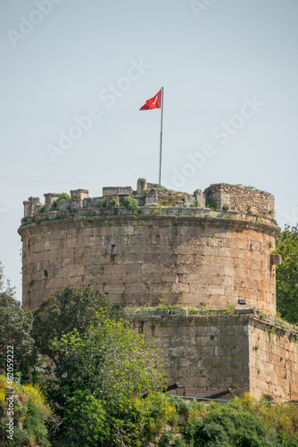 old watchtower on the Mediterranean coast of Antalya in Turkey