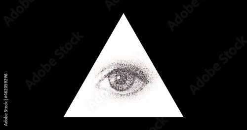 All seeing eye symbol in triangle, vector illustration