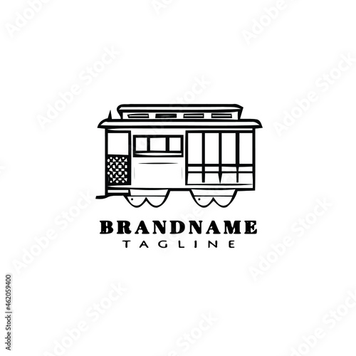 train or caboose logo cartoon icon design template black isolated vector illustration