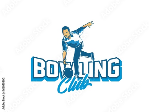 vector set of bowling logos, emblems and design elements