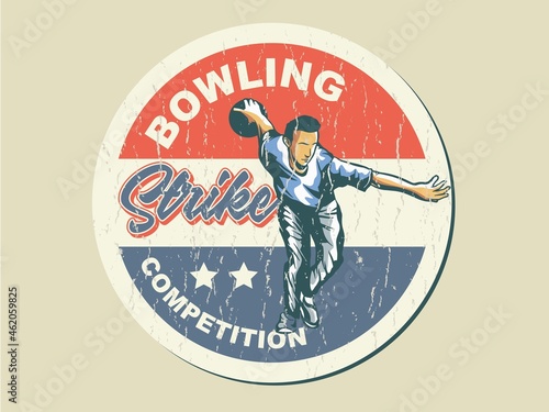 vector set of bowling logos, emblems and design elements
