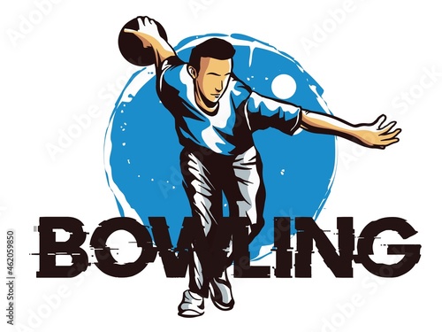 vector set of bowling logos, emblems and design elements