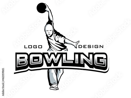 vector set of bowling logos, emblems and design elements