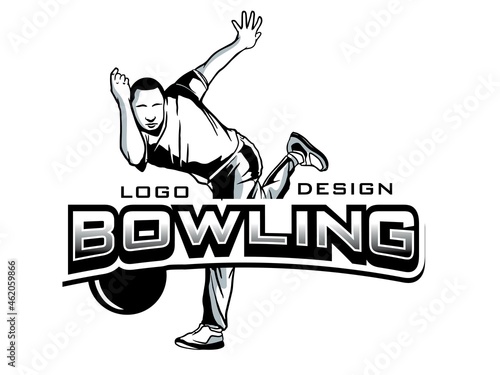 vector set of bowling logos, emblems and design elements
