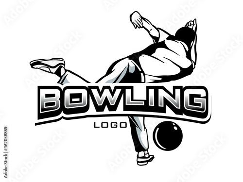 vector set of bowling logos, emblems and design elements