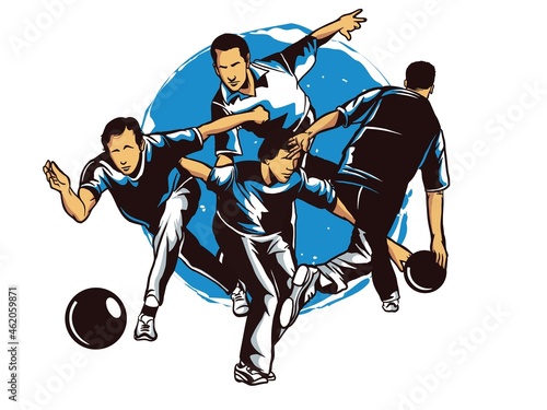 vector set of bowling logos, emblems and design elements