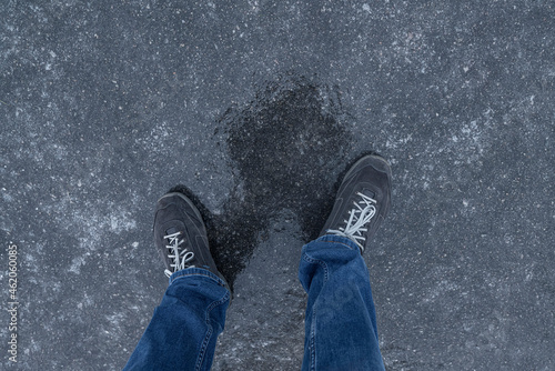 Fotografie Slippery road covered ice