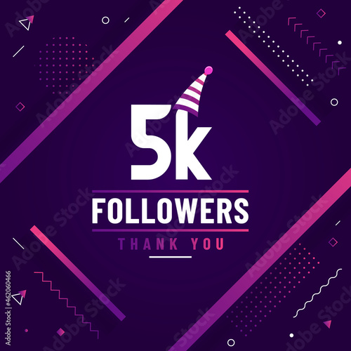 Thank you 5K followers, 5000 followers celebration modern colorful design.