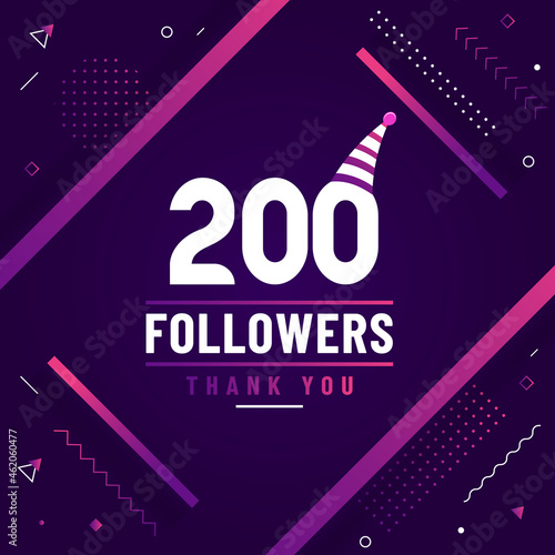Thank you 200 followers celebration modern colorful design.