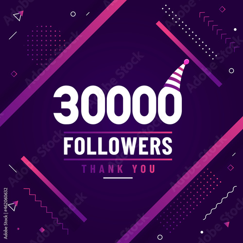 Thank you 30000 followers, 30K followers celebration modern colorful design.