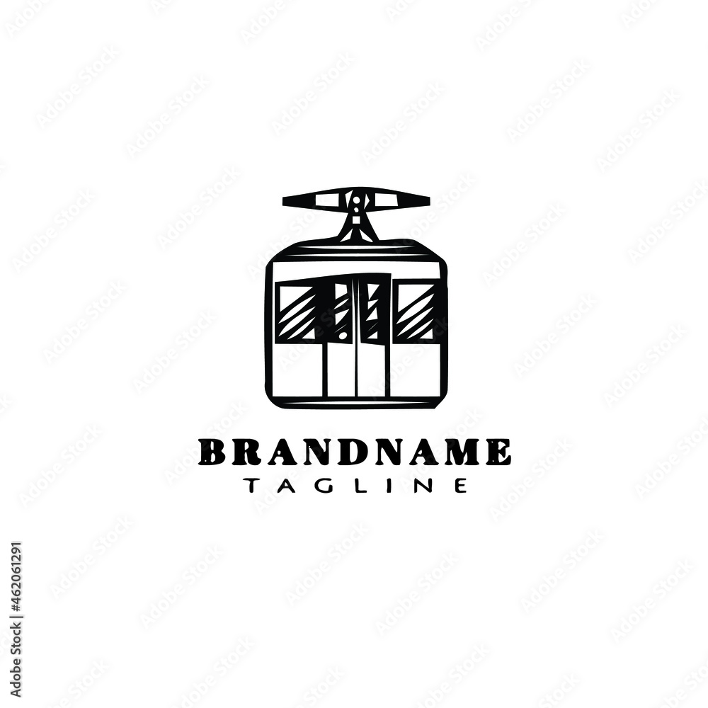 flat cable car logo cartoon icon design template black isolated vector illustration