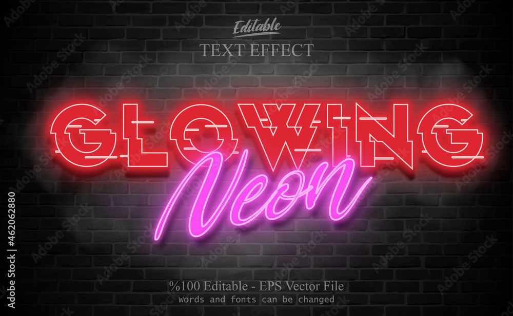 Obraz premium GLOWING NEON editable text effect
