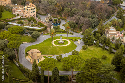 Aerial view of Vatican city gardens photo