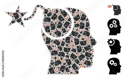 Vector bomb idea fractal is done from random recursive bomb idea pictograms. Recursive mosaic from bomb idea.