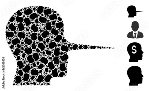Vector liar person fractal is formed of repeating fractal liar person elements. Recursion composition of liar person.