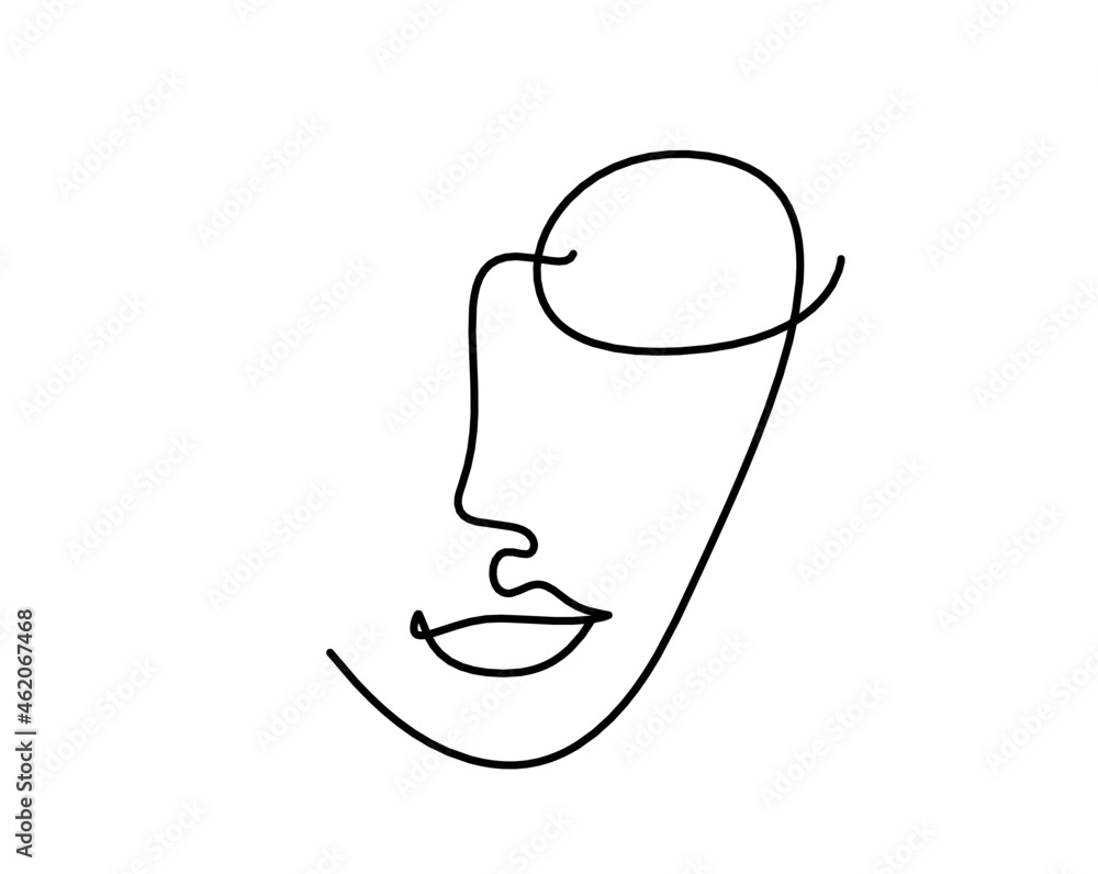 Woman silhouette face as line drawing picture on white Woman silhouette face as line drawing picture on white