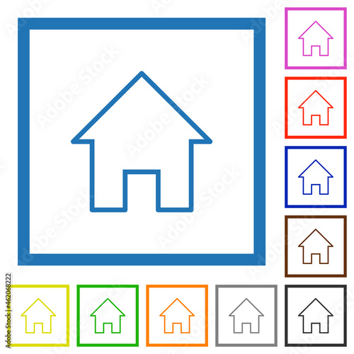 Home outline flat framed icons