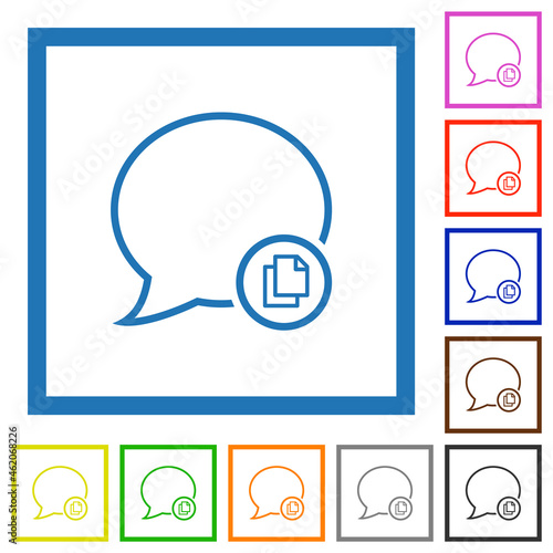 Copy message outline flat framed icons