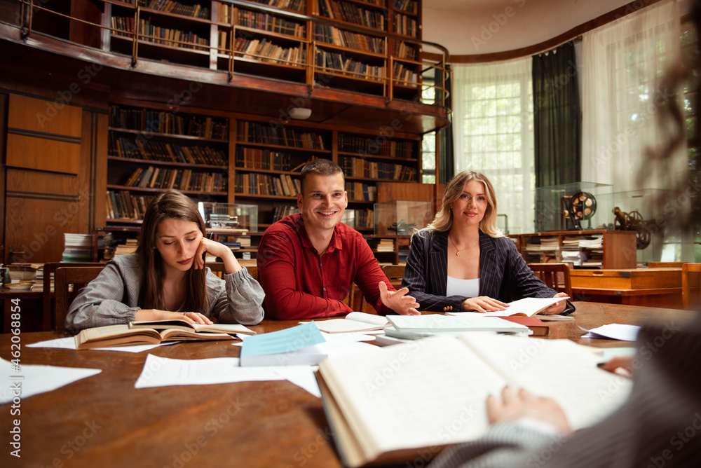 Group of students at the University library Group of students at the University library