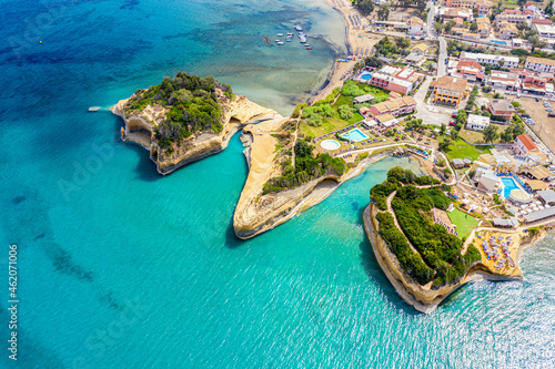 Aerial drone view of canal D'amour in Sidari Corfu island, Greece photo