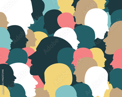 People profile heads. Vector background pattern.