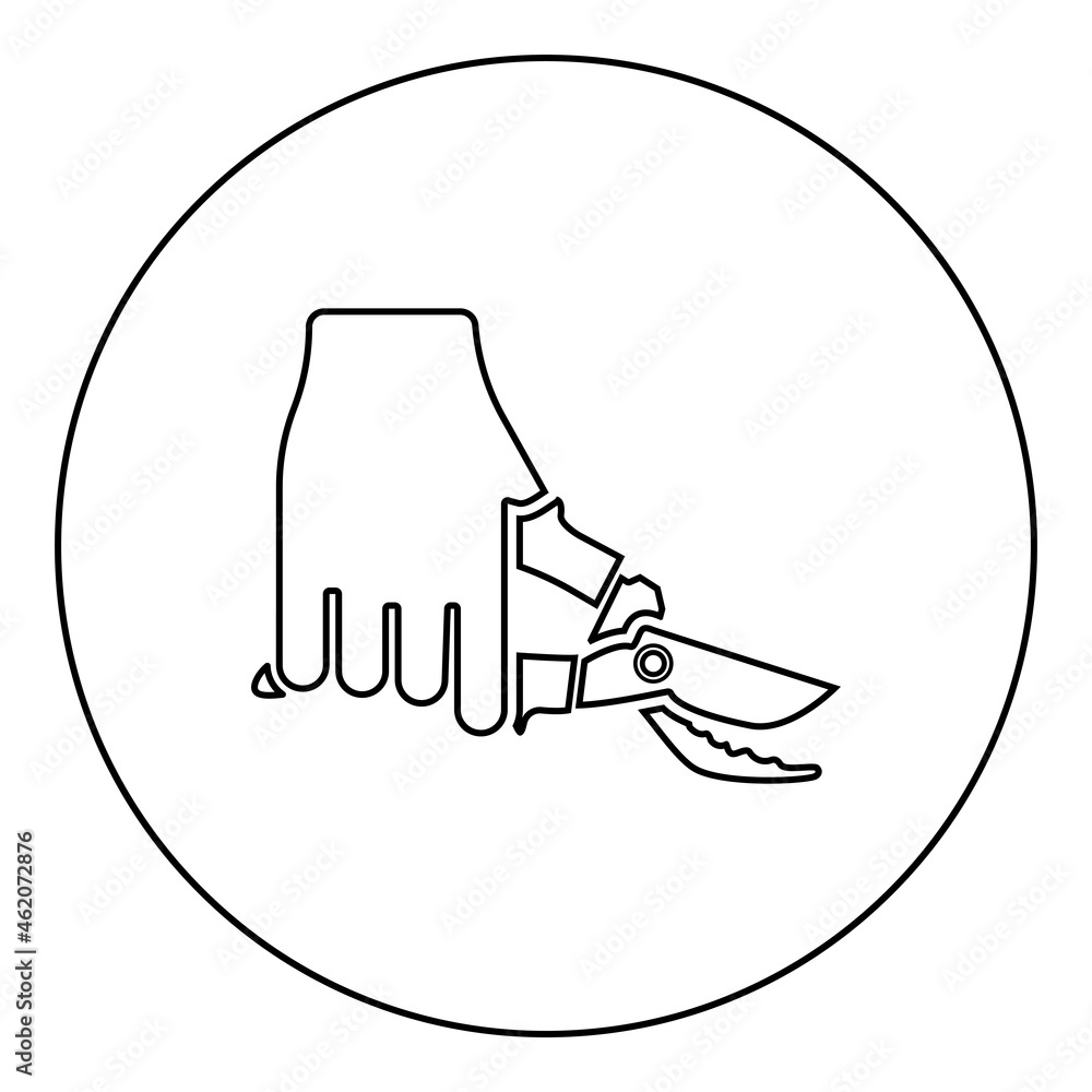 Secateur in hand garden pruner pruning shears Clippers Hand scissors Manual cutting use tool icon in circle round black color vector illustration solid outline style image Secateur in hand garden pruner pruning shears Clippers Hand scissors Manual cutting use tool icon in circle round black color vector illustration solid outline style image
