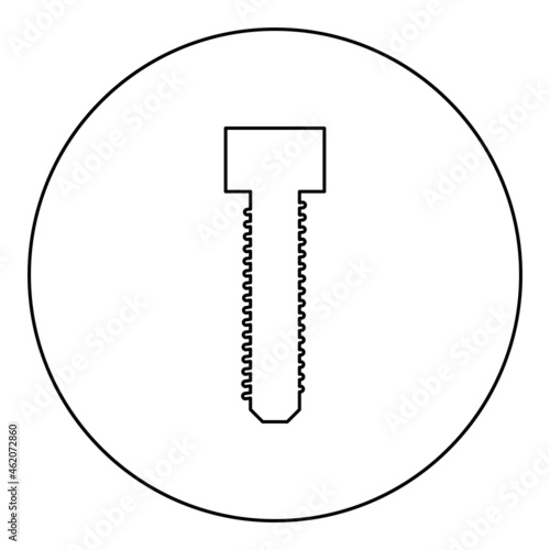 Screw bolt Dag icon in circle round black color vector illustration solid outline style image