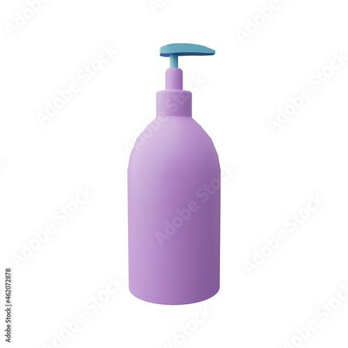 3D hand sanitizer bottle illustration. 3D soap illustration isolated on white background. Soap bottle 3d icon