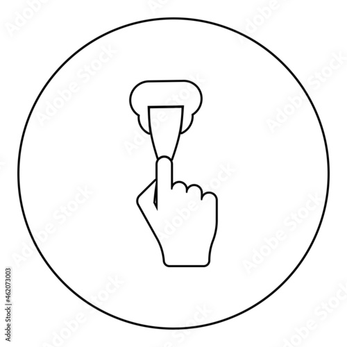 Wall putties Fix putty knife using spatula in hand arm Spackling instrument for caulk stucco icon in circle round black color vector illustration solid outline style image