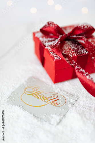 Red christmas decoration with gift box