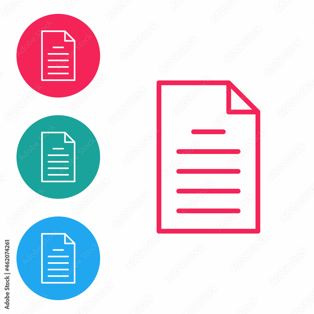 Red line File document icon isolated on white background. Checklist icon. Business concept. Set icons in circle buttons. Vector Red line File document icon isolated on white background. Checklist icon. Business concept. Set icons in circle buttons. Vector