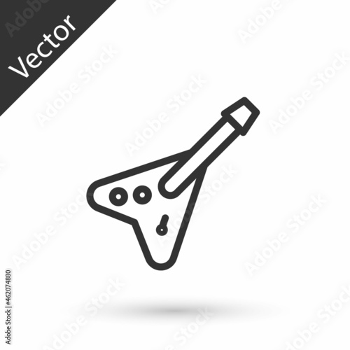 Grey line Electric bass guitar icon isolated on white background. Vector