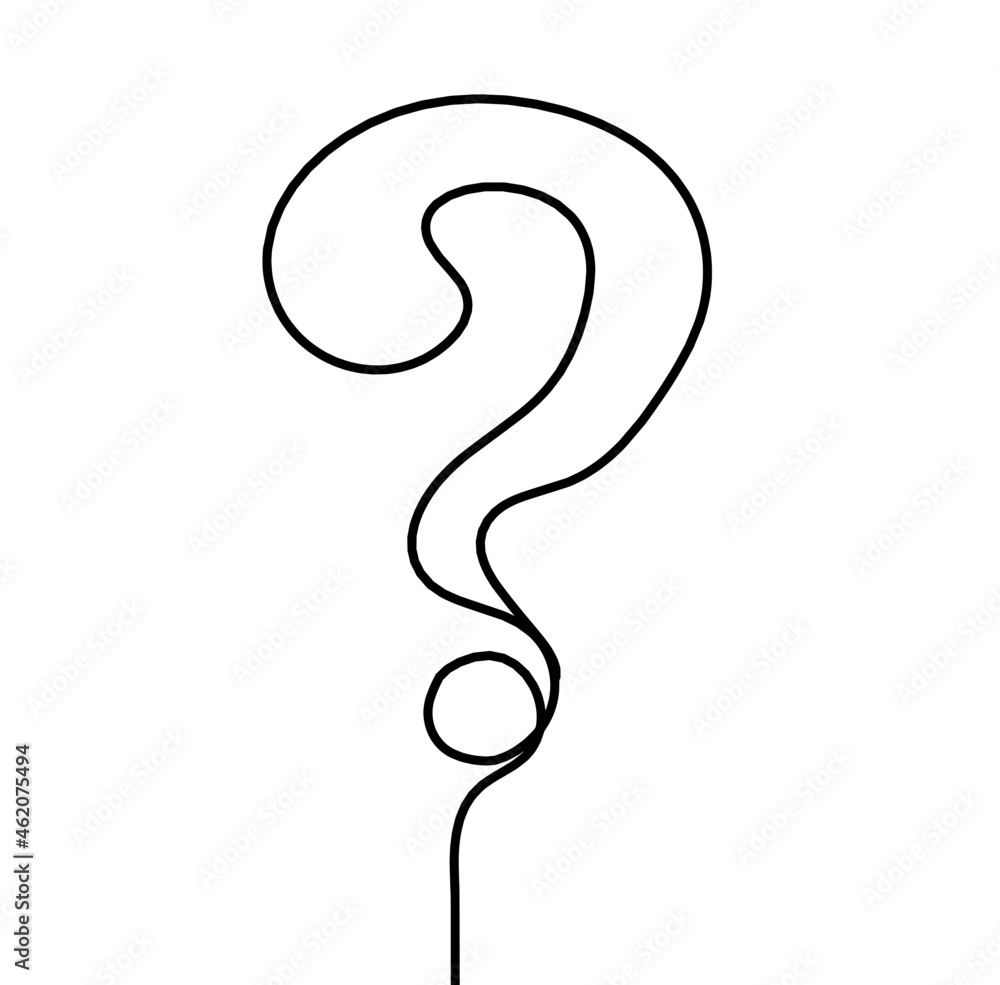 Abstract question mark continuous lines drawing on white background. Vector