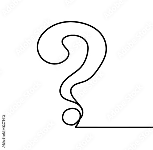 Abstract question mark continuous lines drawing on white background. Vector