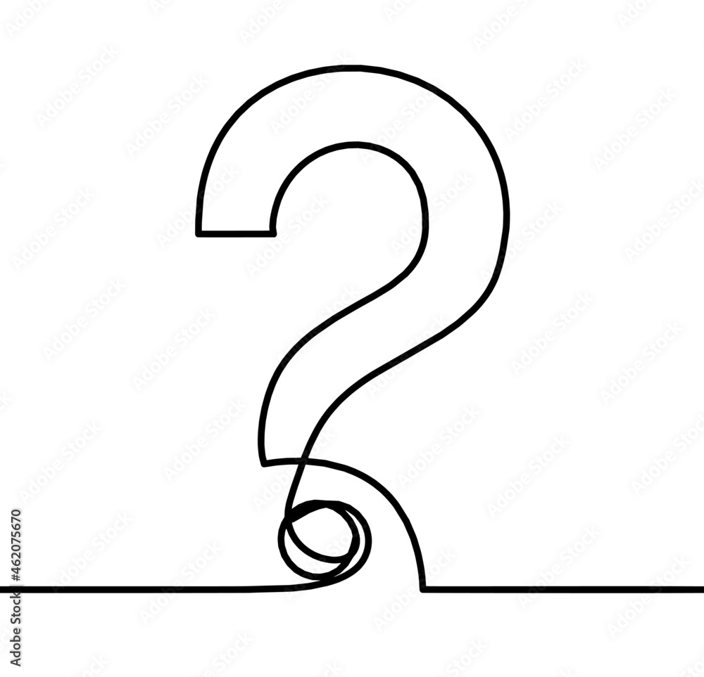 Naklejka premium Abstract question mark continuous lines drawing on white background. Vector
