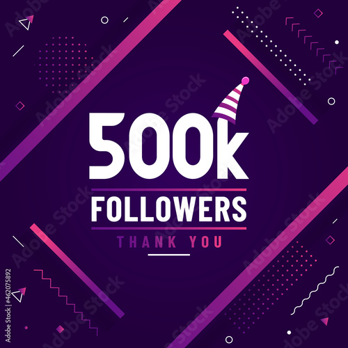 Thank you 500K followers, 500000 followers celebration modern colorful design.