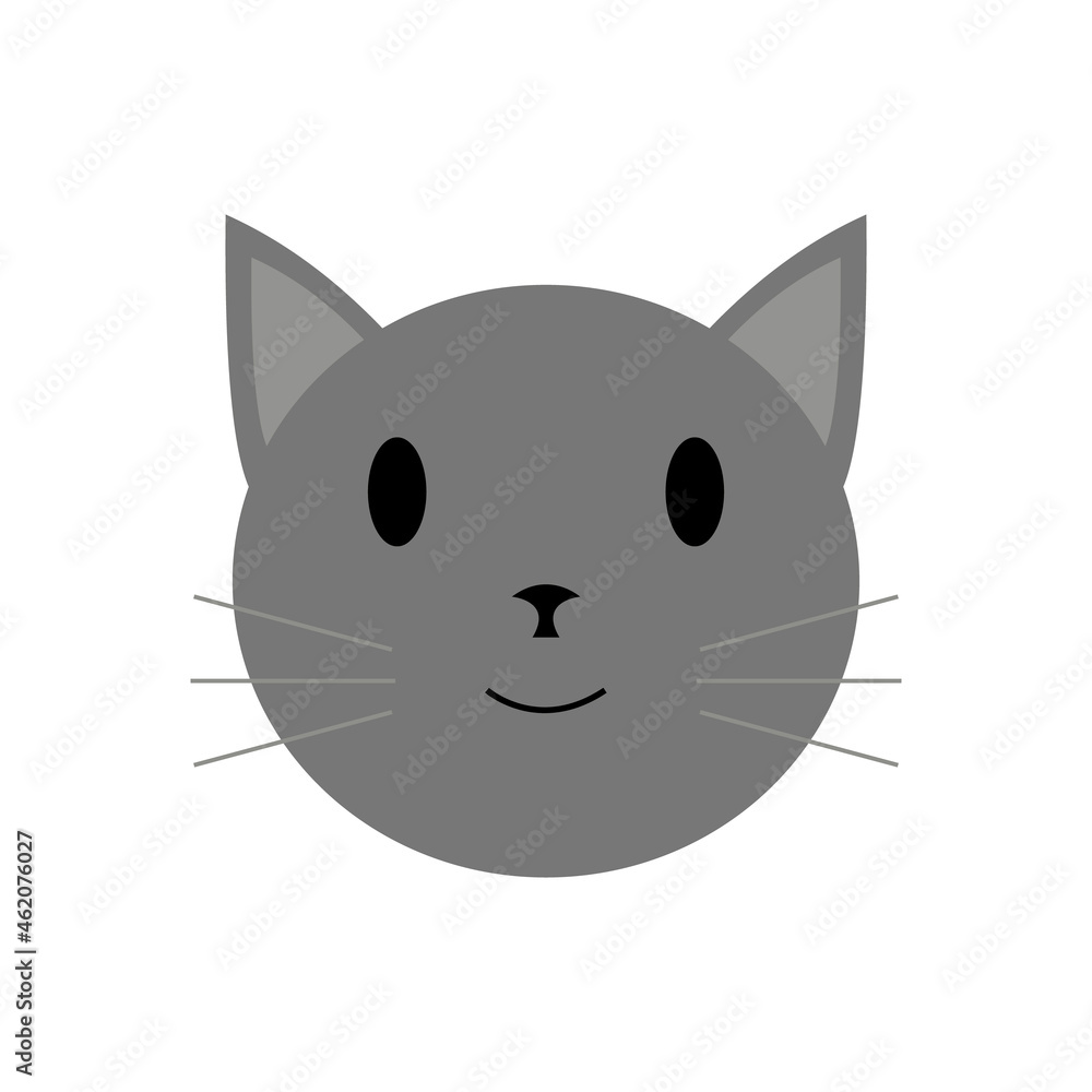 Cat head isolated on white background. Clip art for Halloween decoration. Flat icon and cartoon vector illustration. May use for logo, print, textile, phone case Cat head isolated on white background. Clip art for Halloween decoration. Flat icon and cartoon vector illustration. May use for logo, print, textile, phone case
