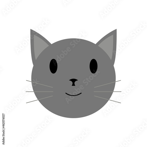 Cat head isolated on white background. Clip art for Halloween decoration. Flat icon and cartoon vector illustration. May use for logo  print  textile  phone case