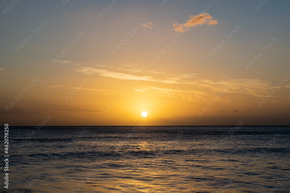 sunset over the sea, Makaha Beach, Oahu, Hawaii