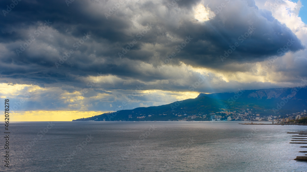 View of Yalta from Masandra beach. View of Yalta from Masandra beach.
