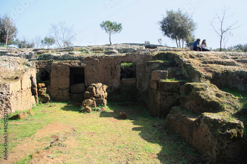 Ruins of of Etruscan civilization at the Etruscan Necropolis in Cerveteri - Tarquinia, Lazio, Italy. photo